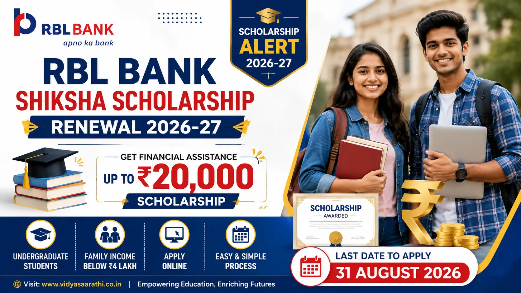 RBL Bank Shiksha Scholarship Renewal 2026-27