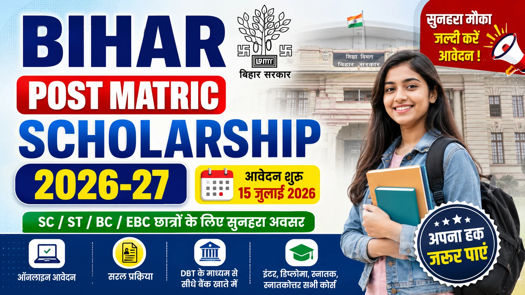 Bihar Post Matric Scholarship 2026-27