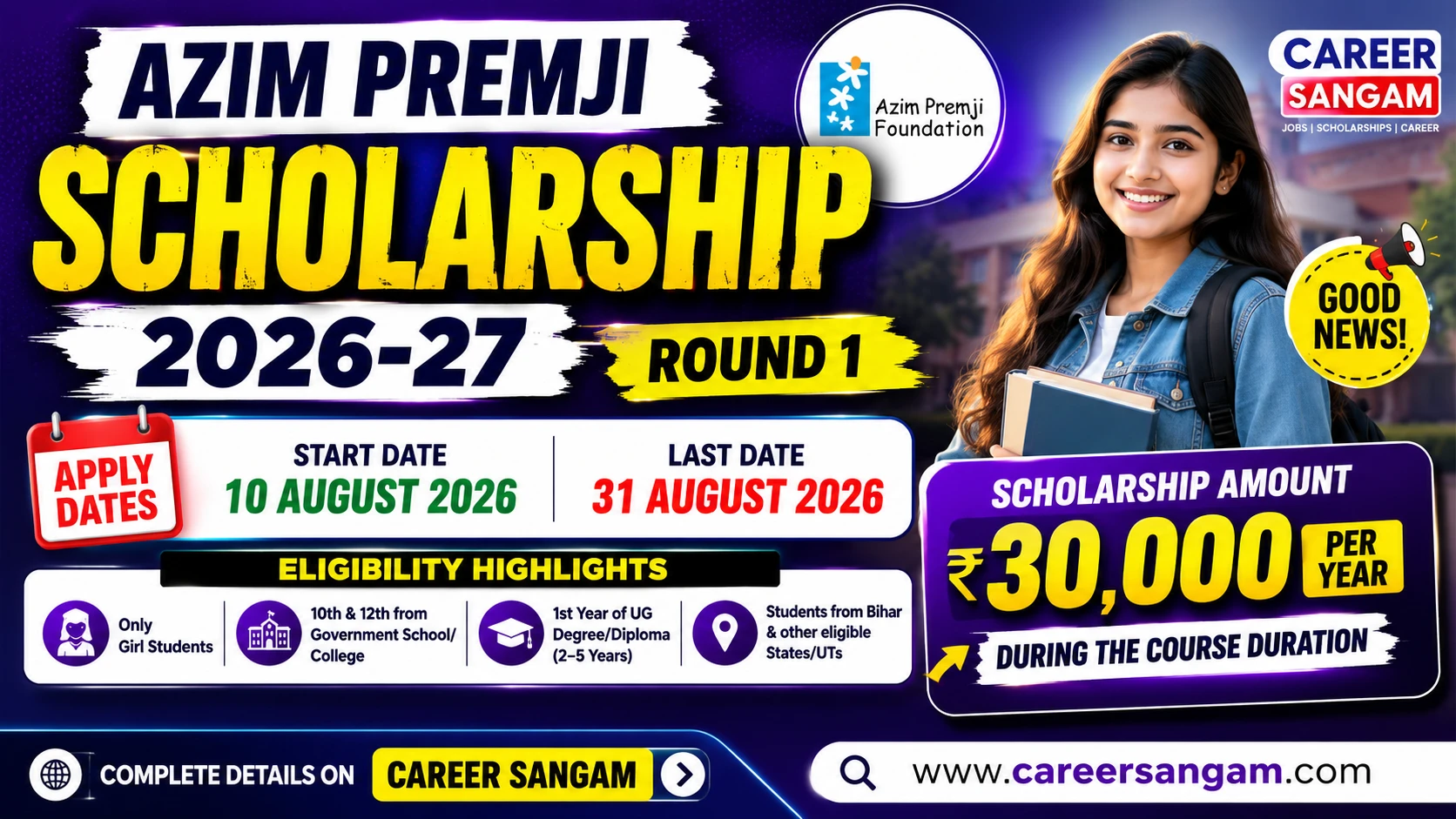 Azim Premji Scholarship 2026-27